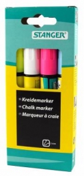 Набор маркеров Stanger 3мм меловые кол-во цветов:4 желтый/белый/розовый/синий