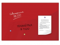 Доска магнитно-маркерная стеклянная, красная, 60х90 см, 3 магнита, BRAUBERG, 236749, 236749
